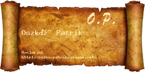 Oszkó Patrik névjegykártya